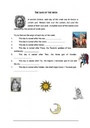 English worksheet: The days of the week