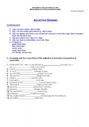 English Worksheet: Adjective Degrees