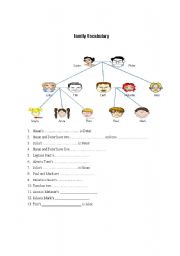 English Worksheet: Family Relationships Vocabulary