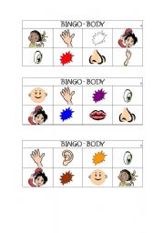 English Worksheet: Body Bingo 2
