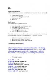 English Worksheet: Do and Make