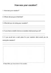 English worksheet: How was your vacation?