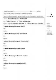 English Worksheet: How Often interview sheets