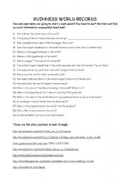 English worksheet: Find a record!