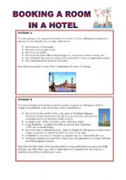 English Worksheet: Booking a Room in a Hotel