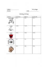 English Worksheet: Sensory Writing