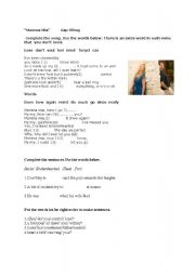 English Worksheet: Mamma Mia song 