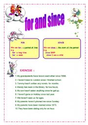 English Worksheet: using since and for