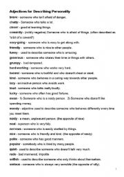 English Worksheet: Adjectives Describing Character