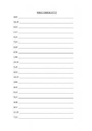 English worksheet: What time is it?