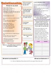 English Worksheet: Relationships ( 2 pages)