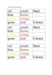 English Worksheet: vocabulary colours