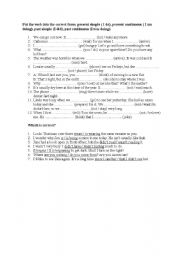English Worksheet: Present Simple vs. Present Continuous