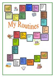English Worksheet: Routines. Board Game.
