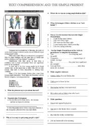 English Worksheet: TEXT COMPREHENSION AND THE SIMPLE PRESENT TENSE