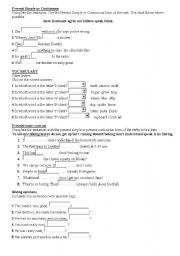 English Worksheet: Present continious vs. present Simple