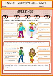 English Worksheet: GREETINGS