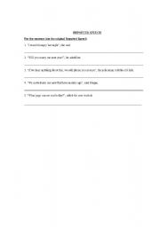 English Worksheet: REPORTED SPEECH - Put into original direct speech