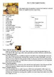 English Worksheet: recipes