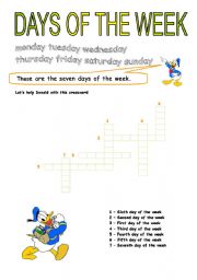 English Worksheet: Donald days of the week