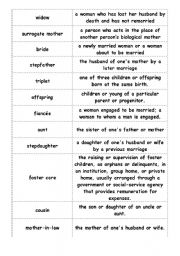 English Worksheet: Advanced family vocabulary