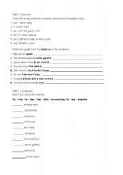 English Worksheet: Past simple test