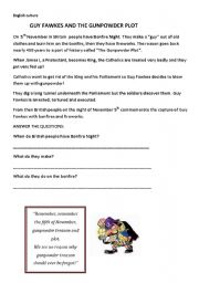 English worksheet: Guy Fawkes