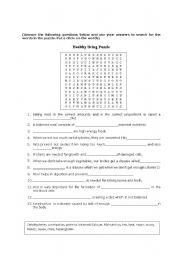 English Worksheet: Healthy Living Puzzle