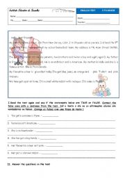 English Worksheet: Test 5th Personal details and family