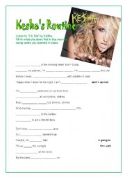 English Worksheet: Ke$ha - Tik Tok