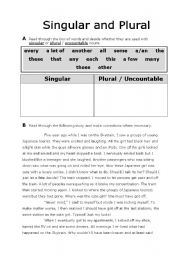 English Worksheet: Singular and Plural