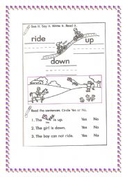 English worksheet: Ride, Up and Down
