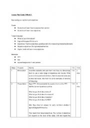 English worksheet: Lesson Plan agree/disagree and adjectives