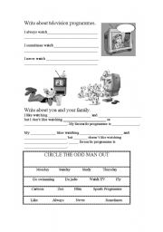 English Worksheet: TV programmes with Simple present