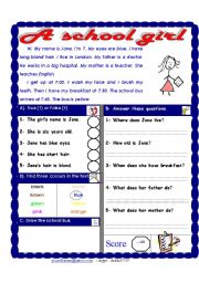 English Worksheet: Reading comprehension test. Theme (colours)