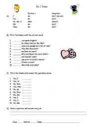 English Worksheet: Do/Does