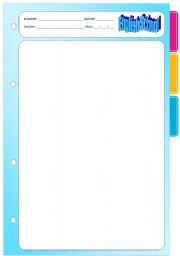 English worksheet: BINDER SHEET template