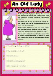 English Worksheet: An old lady 