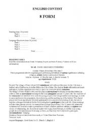 English Worksheet: 8th form contest 