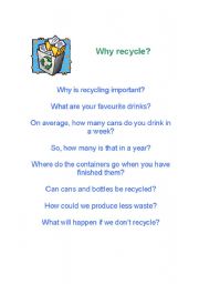 English Worksheet: Recycling Quiz