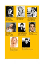 English Worksheet: FAMOUS PEOPLE: WHO AM I ? PLAY TEN QUESTIONS GAME :) PART 2