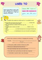 English Worksheet: used to