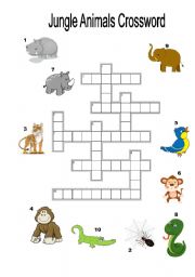 English Worksheet: Jungle Animals Crossword