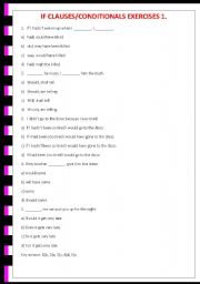 English Worksheet: IF CLAUSES/CONDITIONALS EXERCISES 1