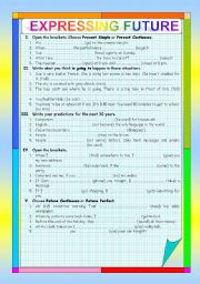 English Worksheet: Expressing Future (exercises)