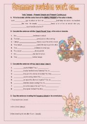 English Worksheet: Grammar Revison work on Present Simple and Present Continuous / Comparatives and Superlatives