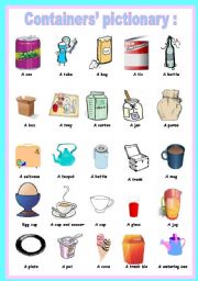 English Worksheet: containers� pictionary