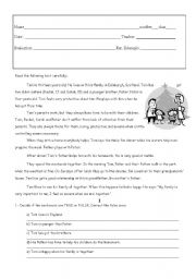 English Worksheet: have/has got , prepositions and family members (in it a text and exercises)