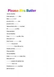 English Worksheet: poem mrs butler