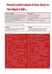  Present perfect simple vs. past simple - 2 pages